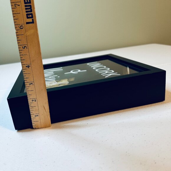 Cork Shadow Box "Uncork & Unwind" Decorative Display Wine Lovers Valentines Day - Picture 4 of 9